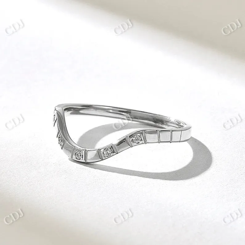 0.05CTW Diamond Square Pattern Arch  Wedding Band