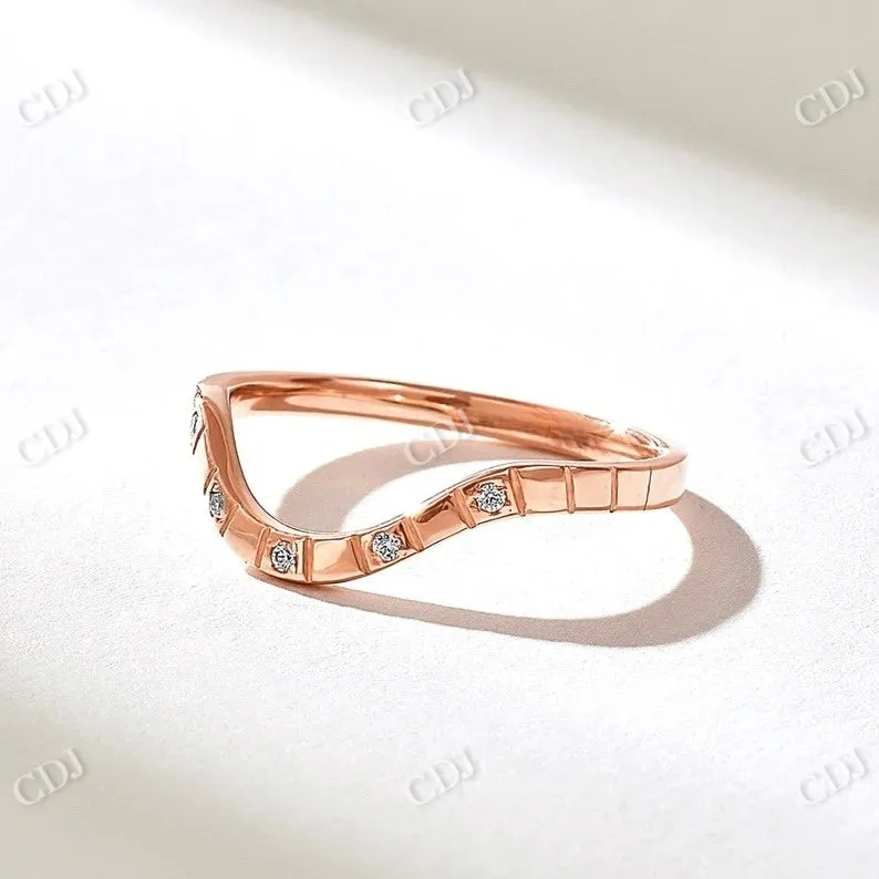 0.05CTW Diamond Square Pattern Arch  Wedding Band