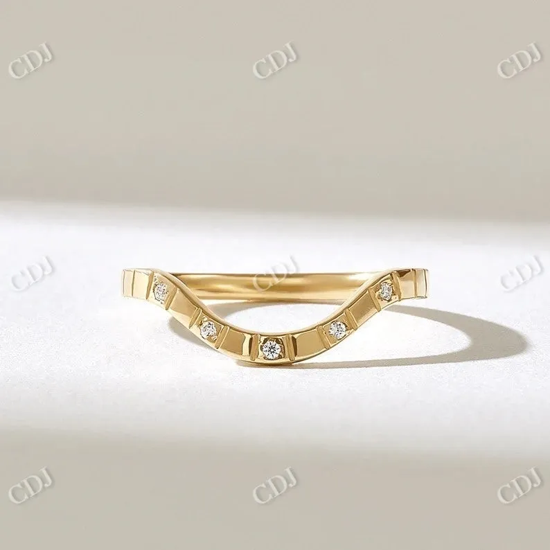 0.05CTW Diamond Square Pattern Arch  Wedding Band