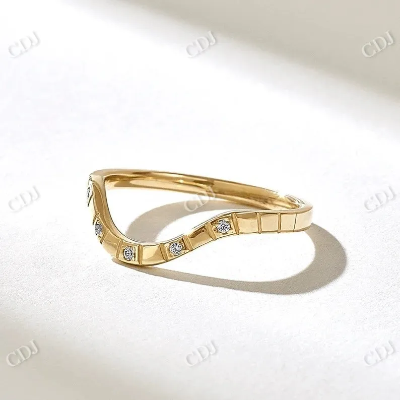 0.05CTW Diamond Square Pattern Arch  Wedding Band