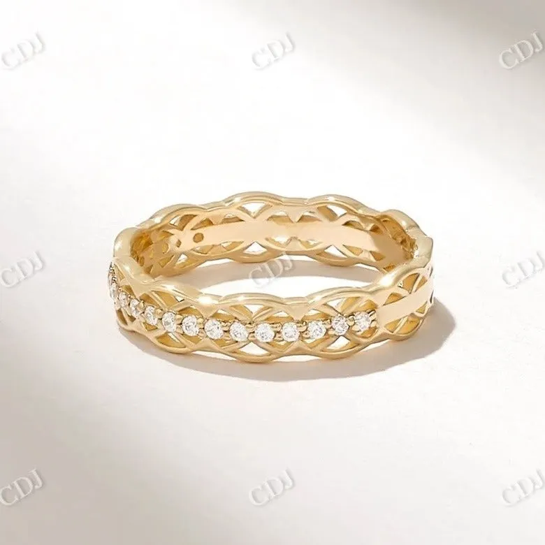 0.17CTW Round Cut Celtic Knot Lab Grown Diamond Wedding Band