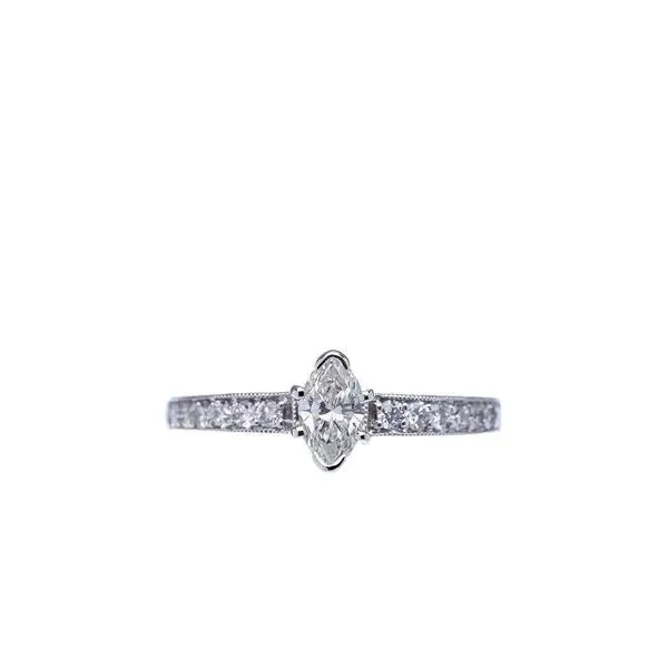 0.40ct Marquise Diamond with Round Diamond Sides Engagement Ring