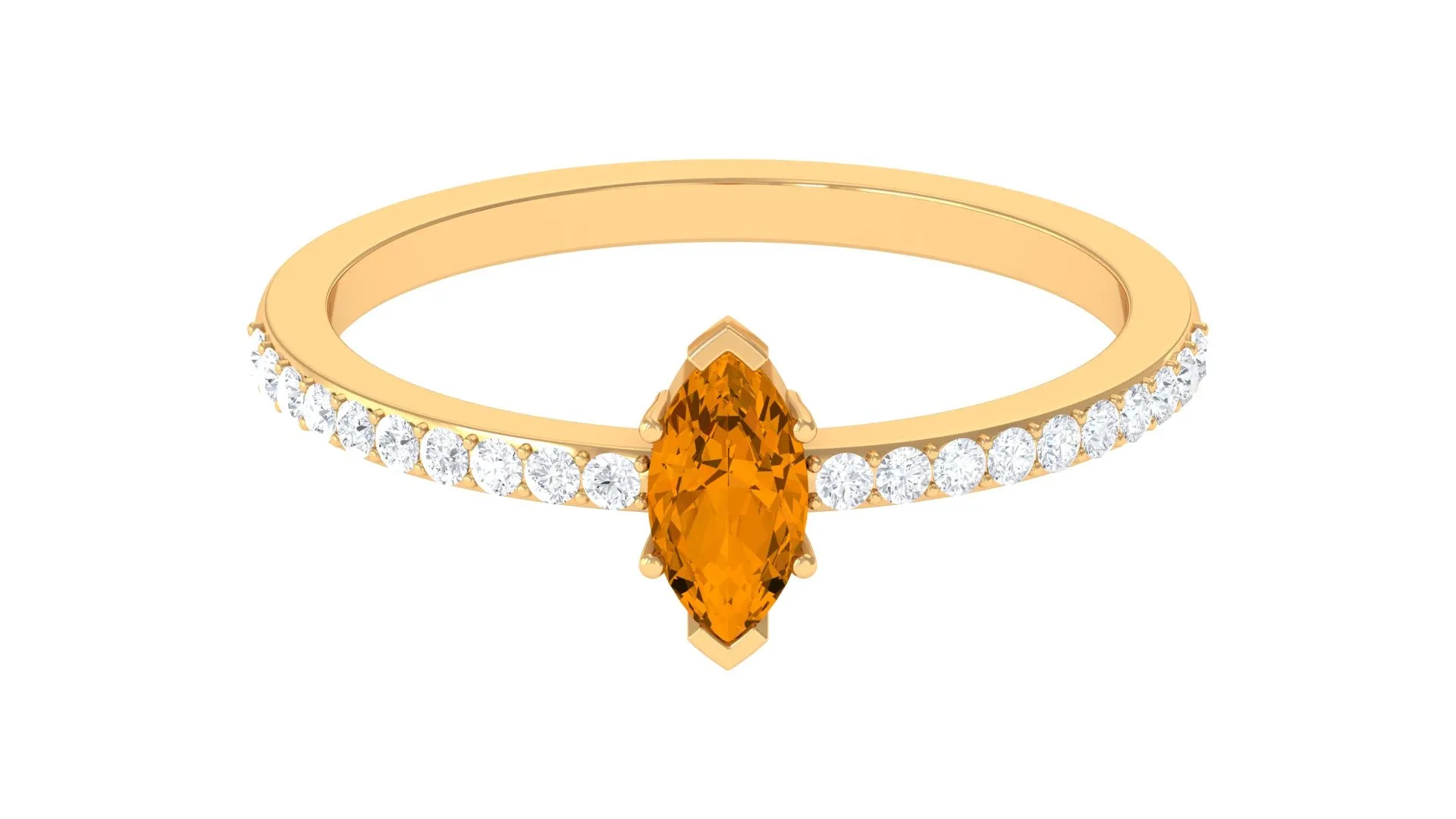 0.50 CT Elegant Citrine and Diamond Minimal Promise Ring