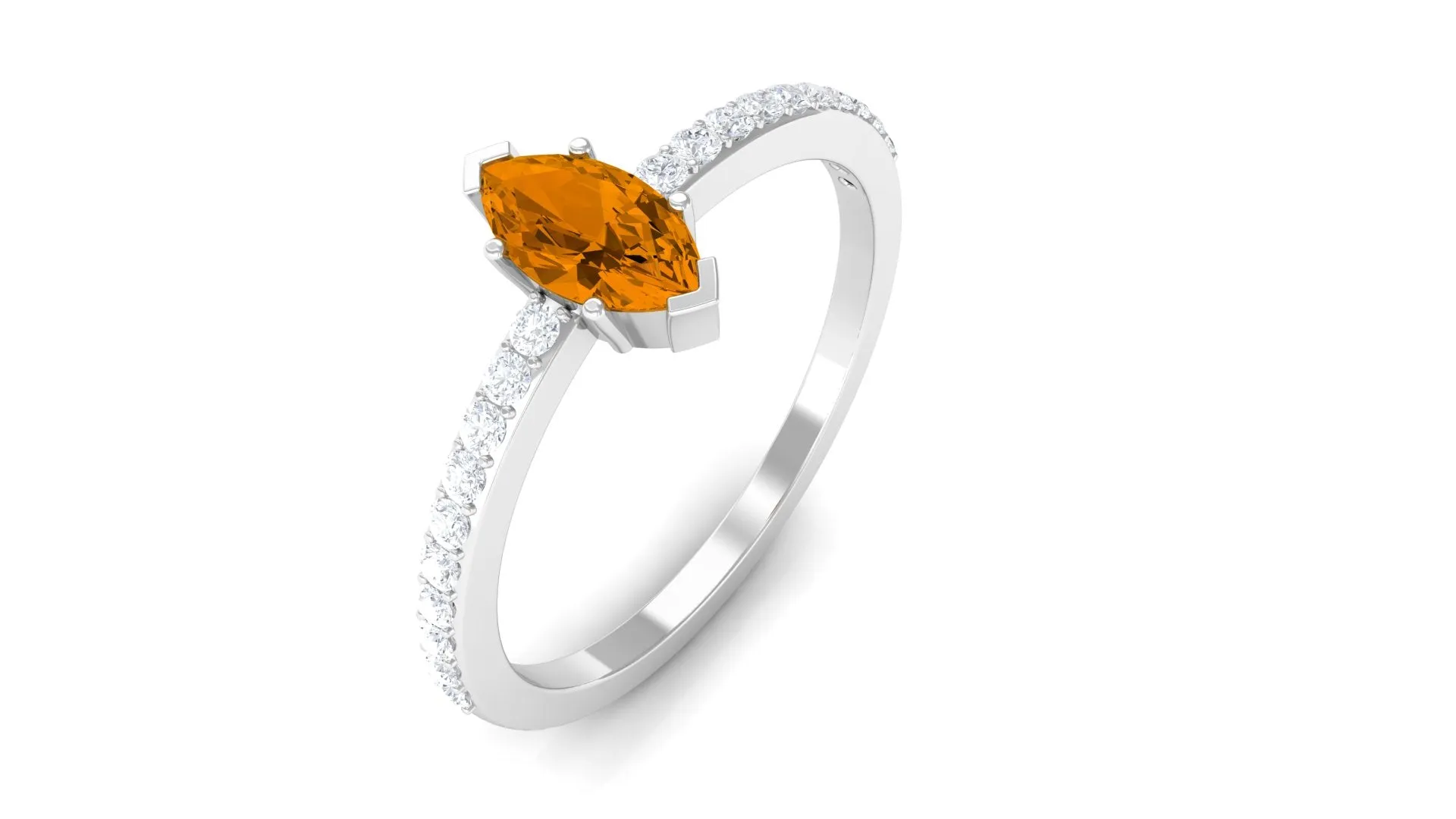 0.50 CT Elegant Citrine and Diamond Minimal Promise Ring