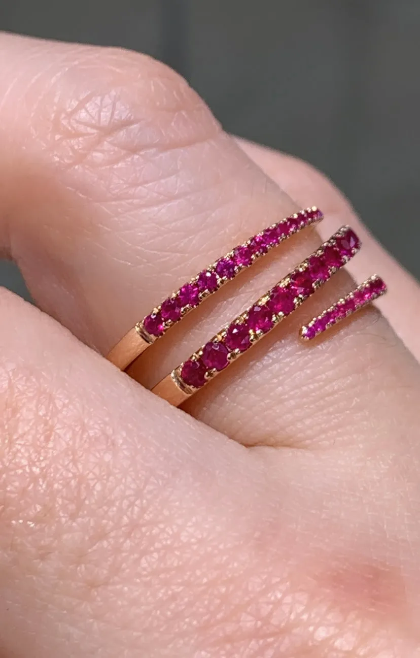 0.67ctw Ruby 3 Row Wrap Ring