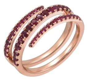 0.67ctw Ruby 3 Row Wrap Ring