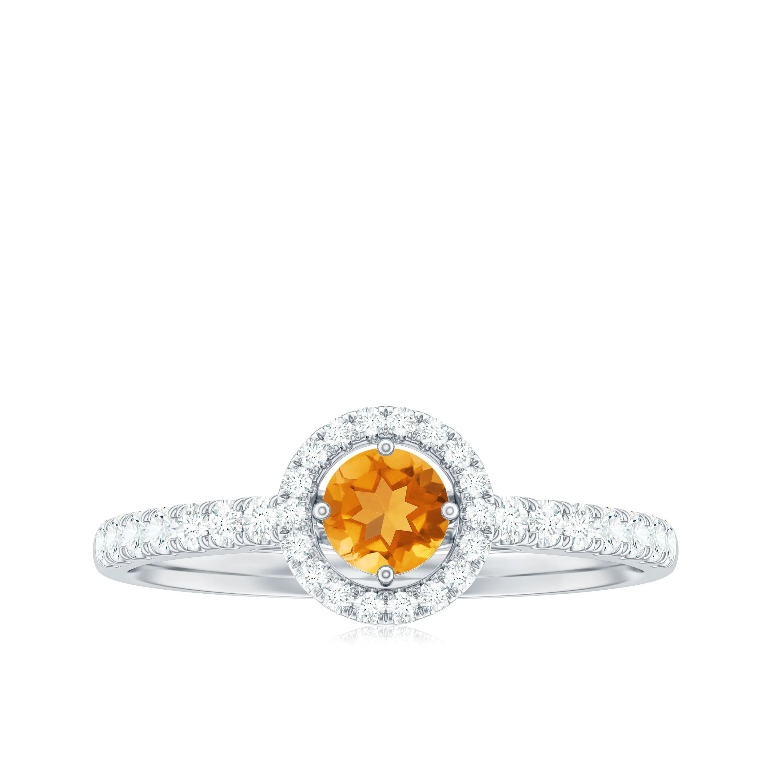 0.75 CT Citrine and Diamond Halo Engagement Ring