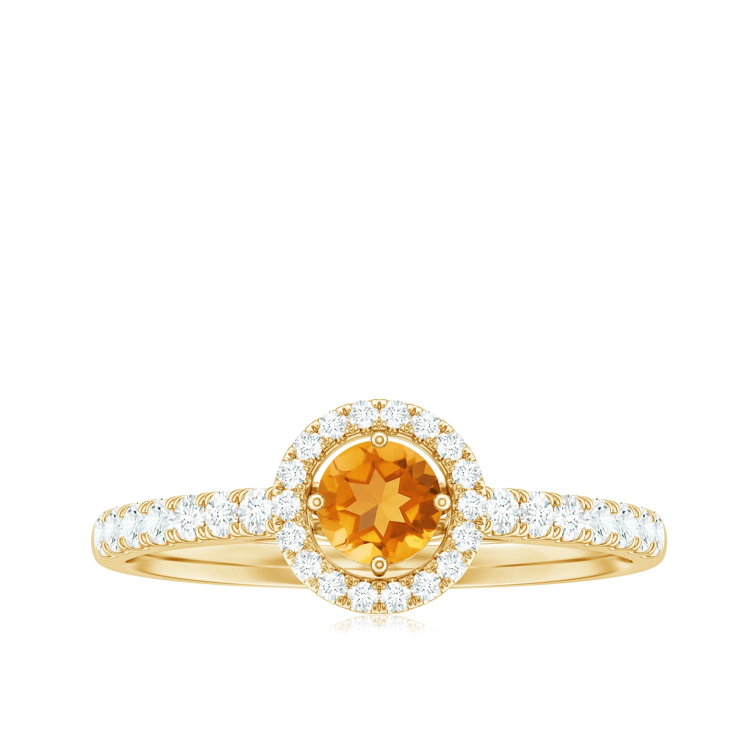 0.75 CT Citrine and Diamond Halo Engagement Ring