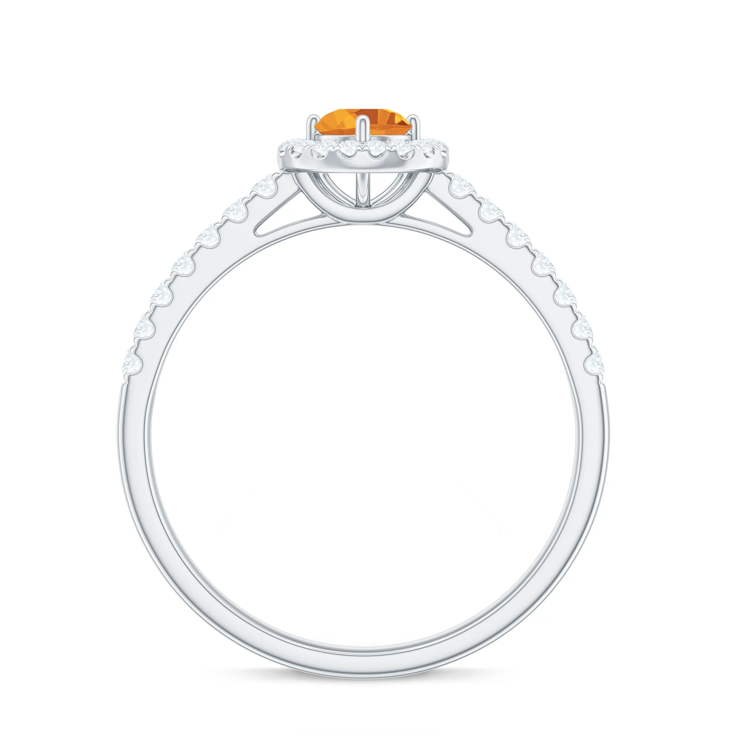 0.75 CT Citrine and Diamond Halo Engagement Ring