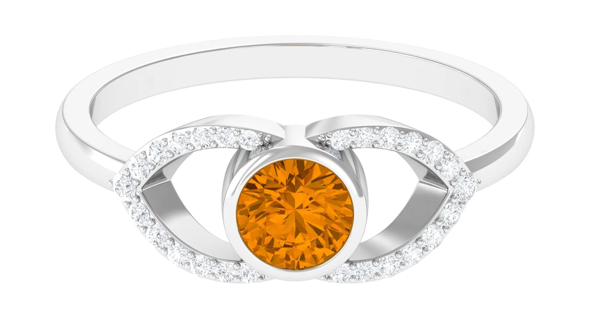 0.75 CT Split Shank Citrine Solitaire Ring with Diamond Accent