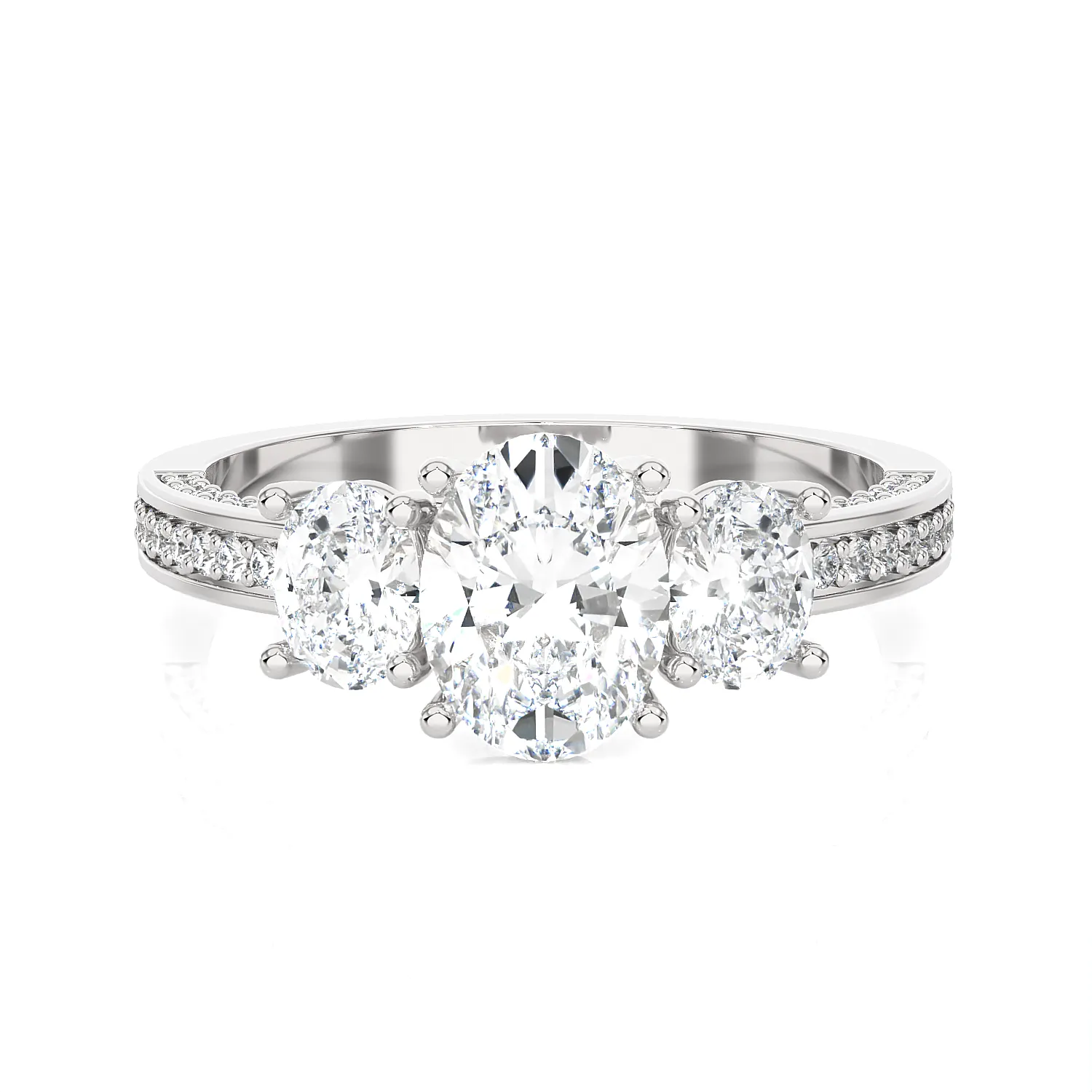 1 3/4 ctw Oval Three Stone Lab Grown Diamond Ring