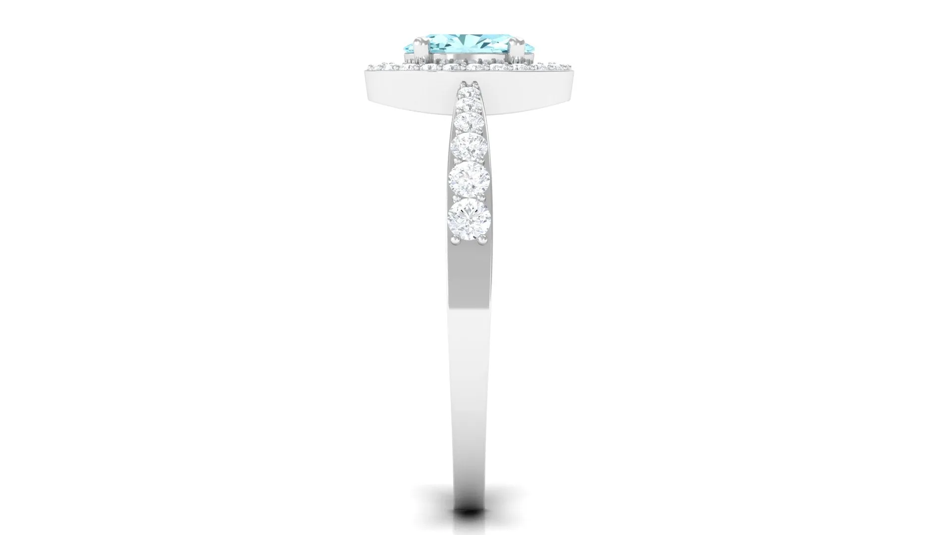 1 CT Aquamarine Engagement Ring with Diamond Halo