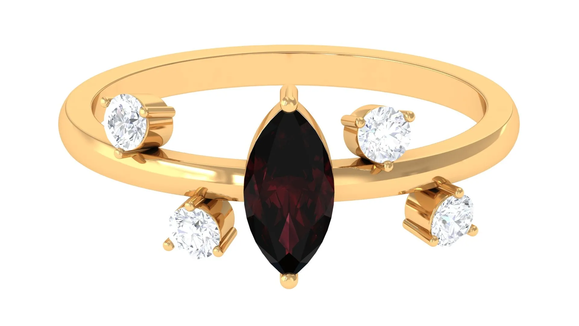 1 Ct Marquise Garnet Engagement Ring with Scatter Diamond