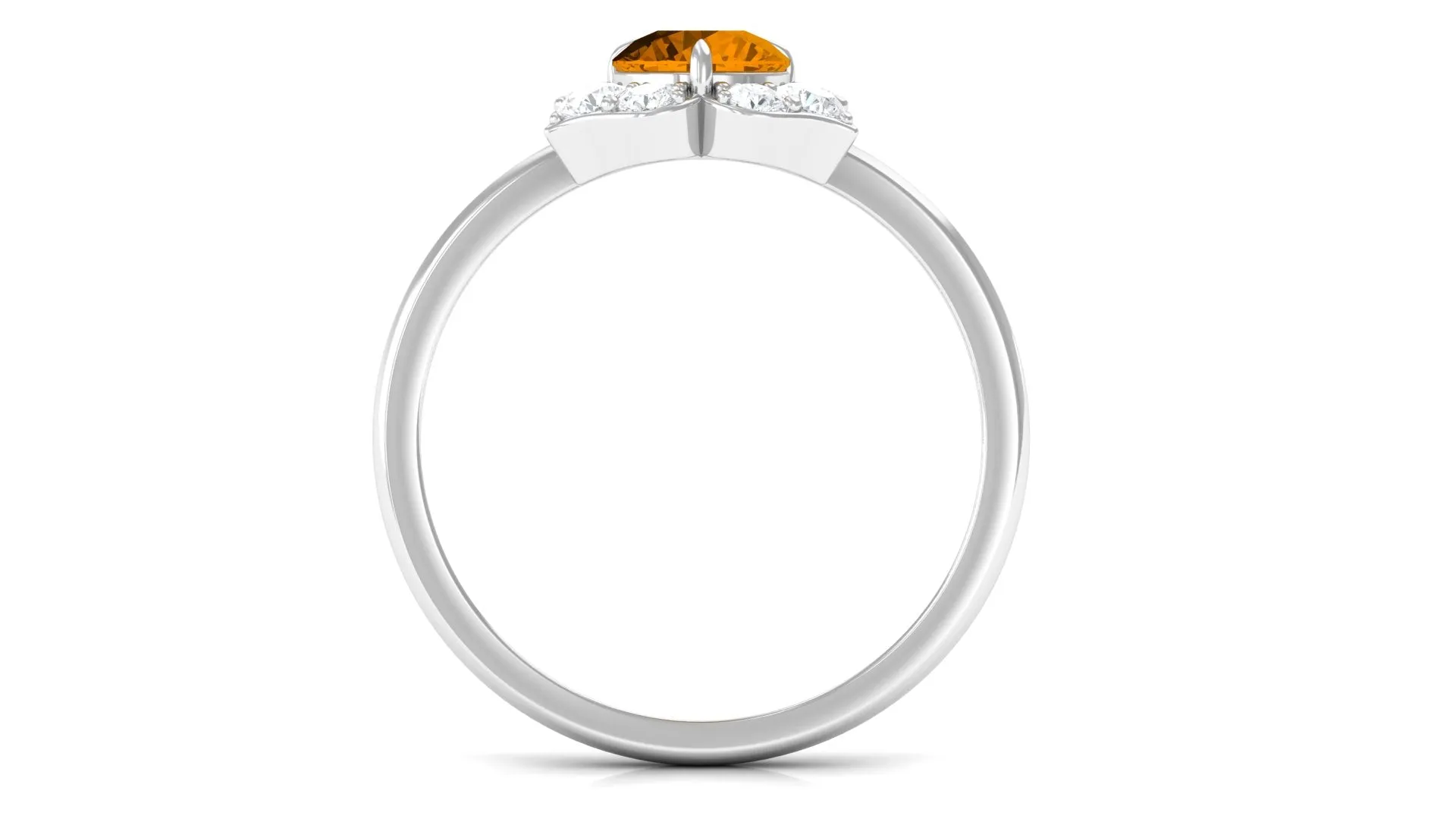 1 CT Round Shape Citrine Floral Engagement Ring with Diamond