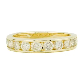 1.00ctw Diamond Accented Channel Set Wedding Band Ring in 14K Yellow Gold - Size 7