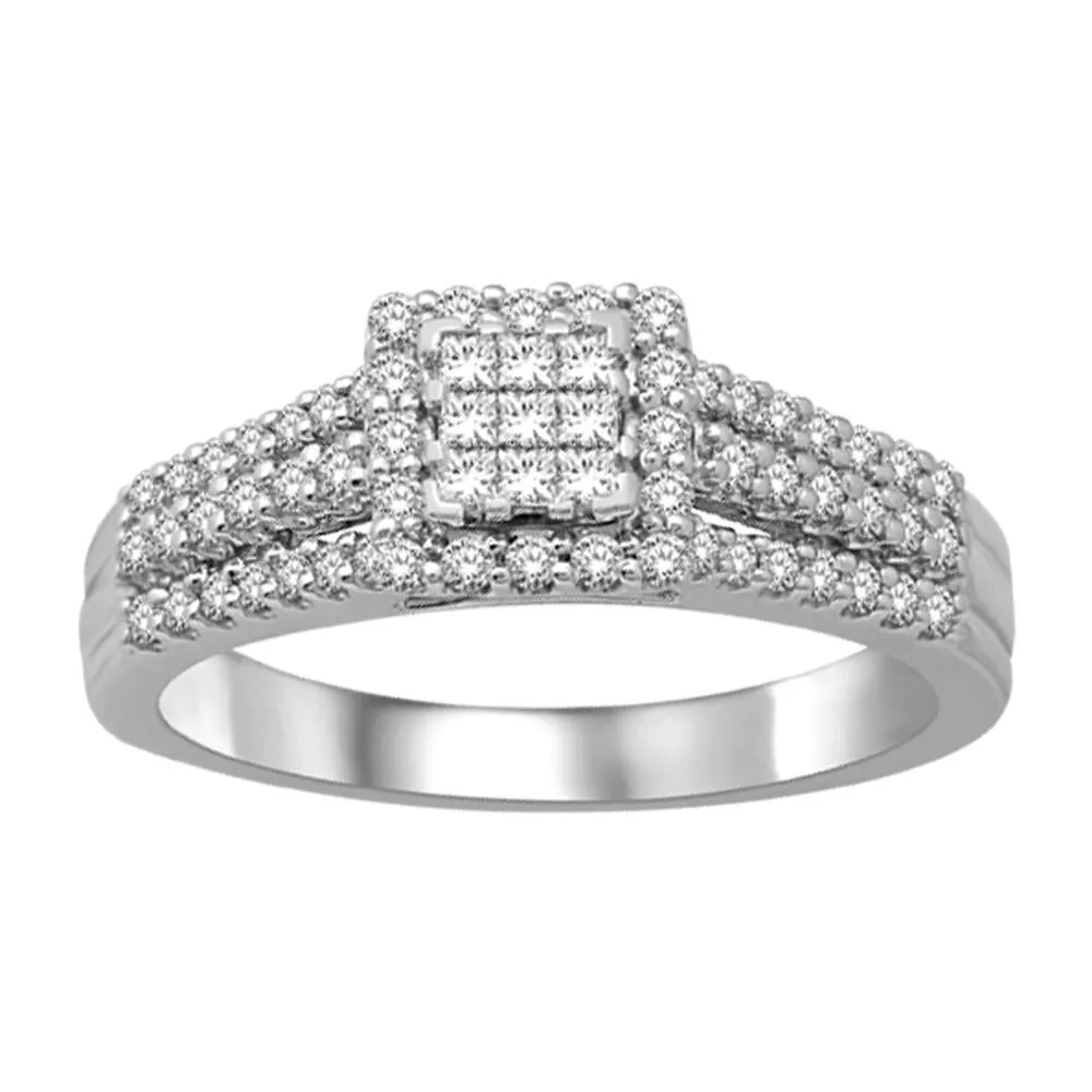 10K White Gold 1/2 Ct.Tw. Diamond Engagement Ring