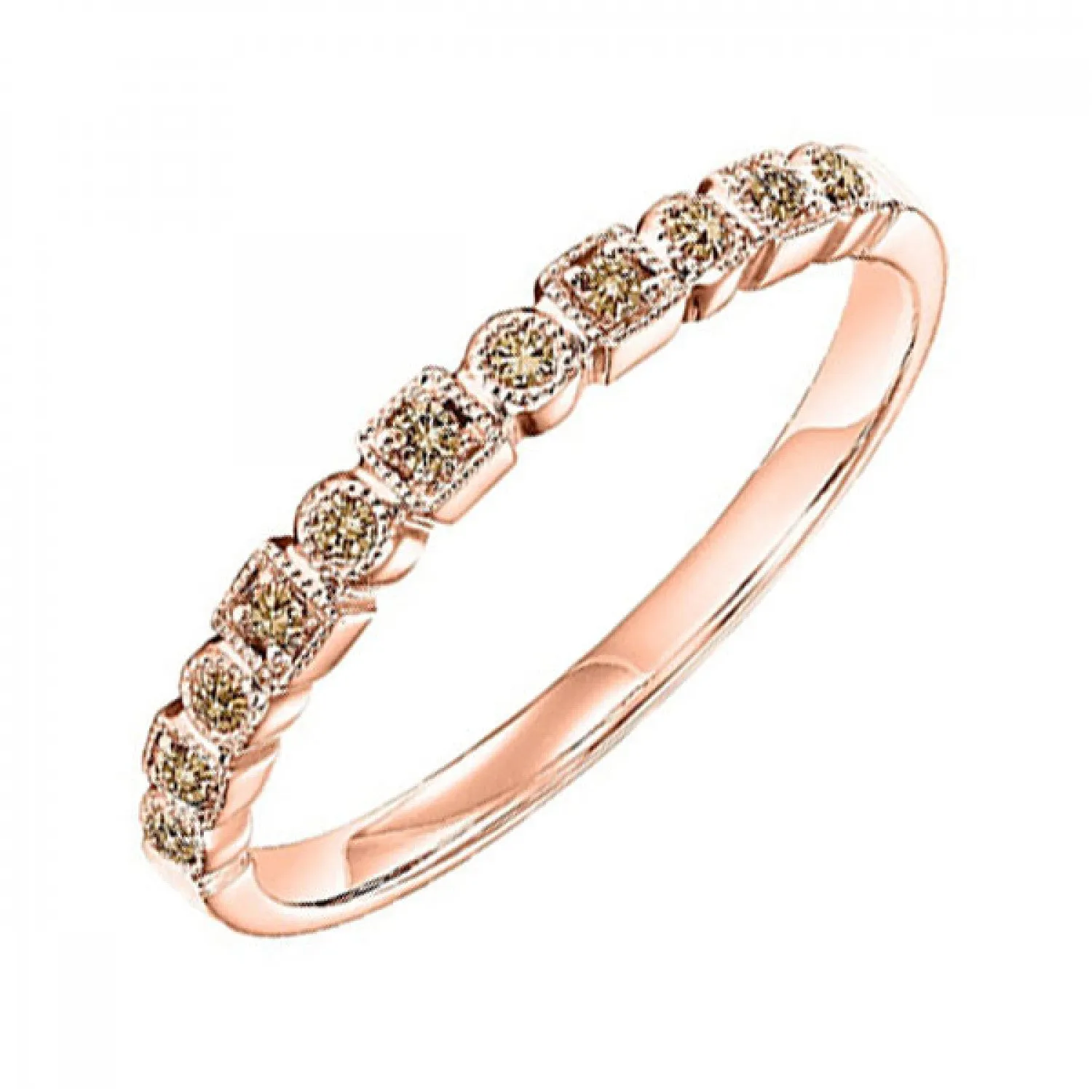 10KT Round Yellow Diamond (1/8CTW) Band- Available in Rose, Yellow and White Gold