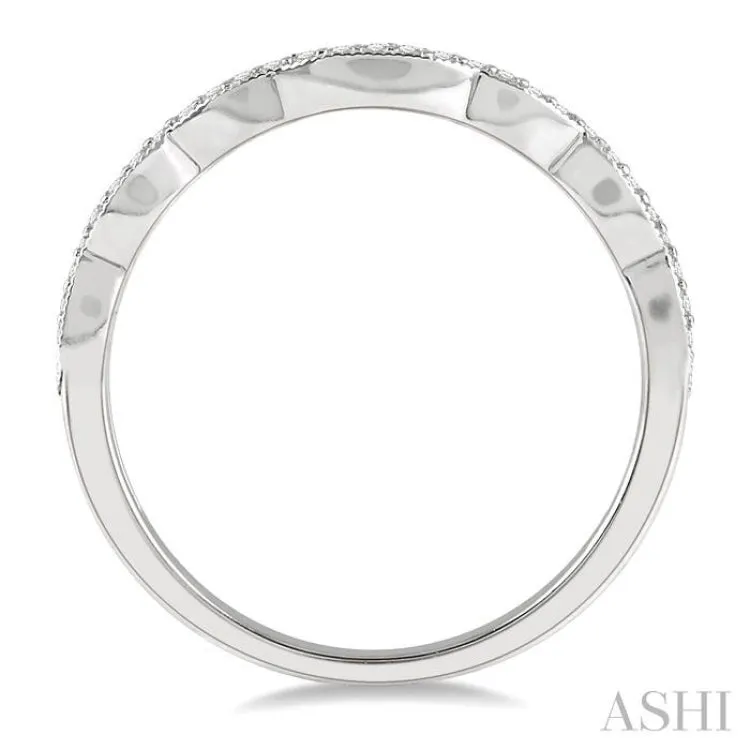 1/10 ctw Curvy Round Cut Diamond Wedding Band in 14K White Gold