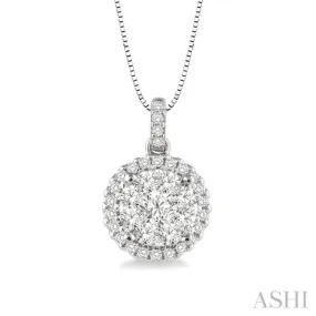 1/2 Ctw Lovebright Round Cut Diamond Pendant in 14K White Gold with Chain