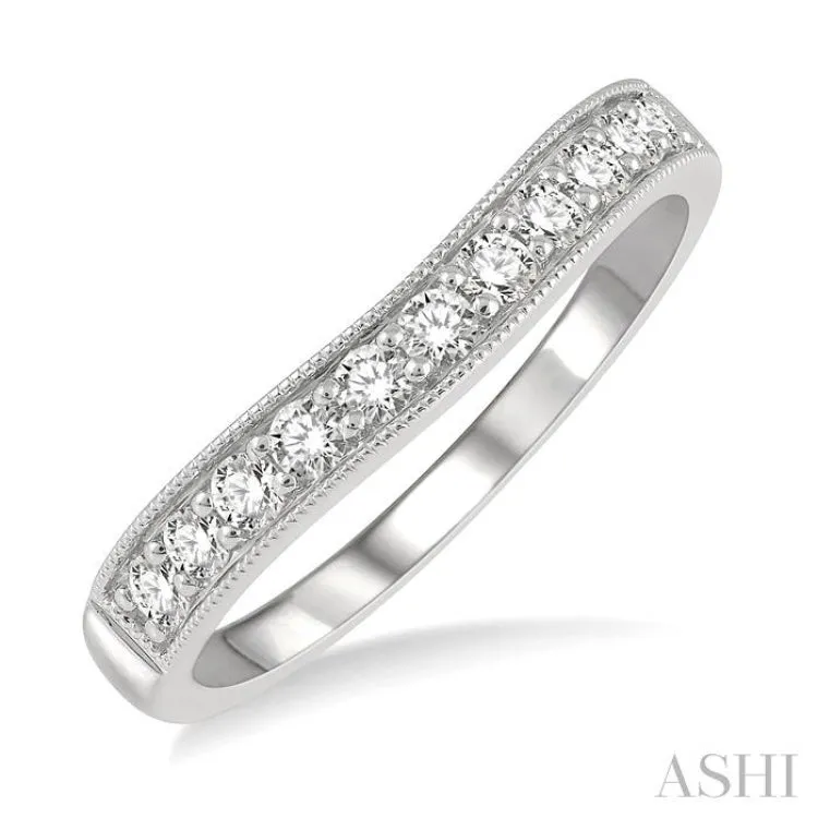 1/3 Ctw Arched Round Cut Diamond Wedding Band in 14K White Gold