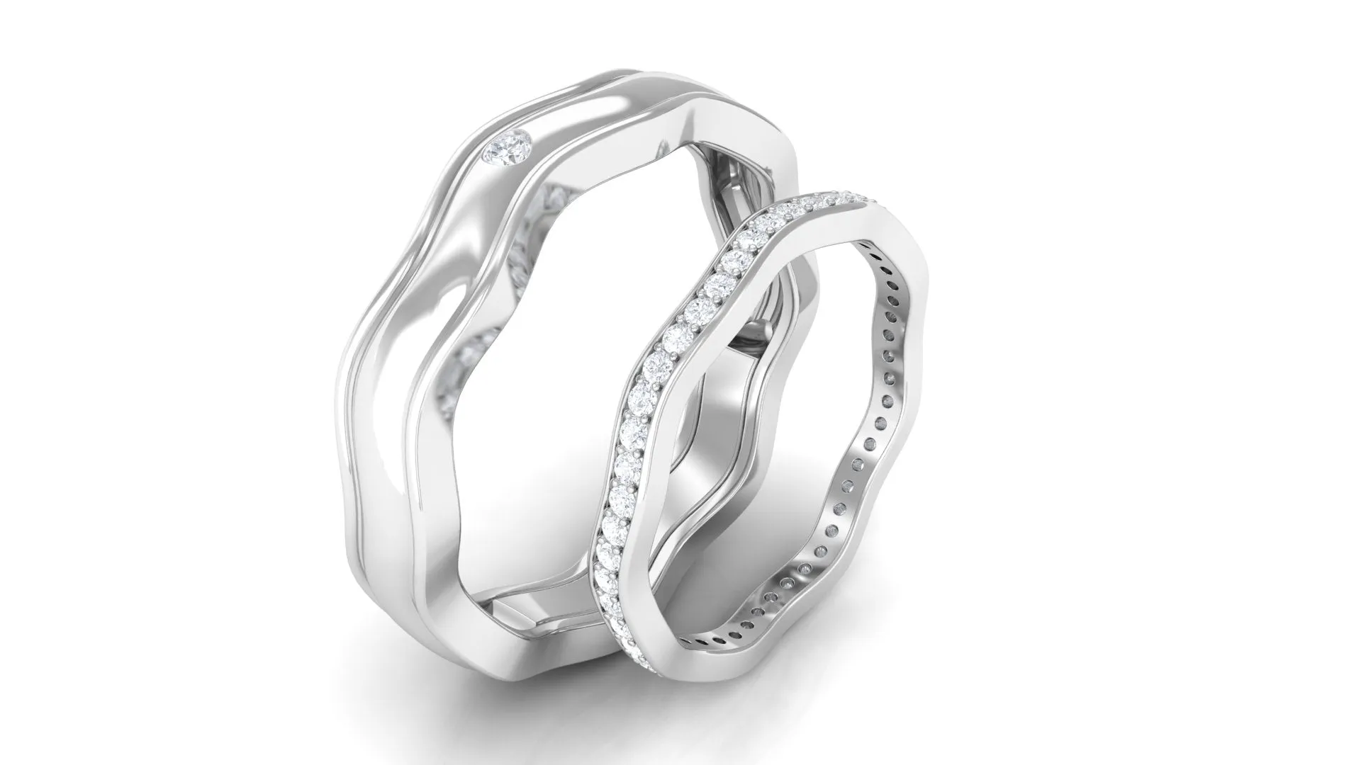 1/4 CT Diamond Couple Band Ring Set for Him and Her in Other Setting