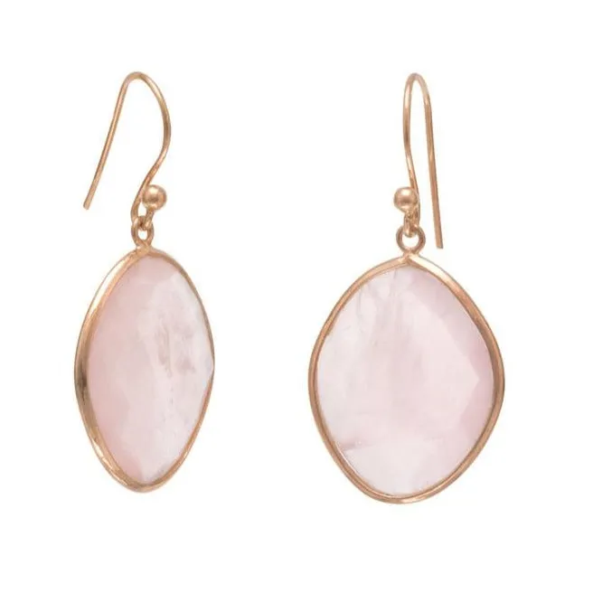 14 Karat Rose Gold Plated Rose Quartz Earrings