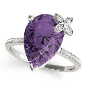 14K Amethyst Diamond Ring