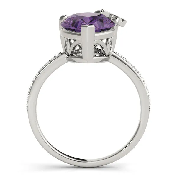 14K Amethyst Diamond Ring