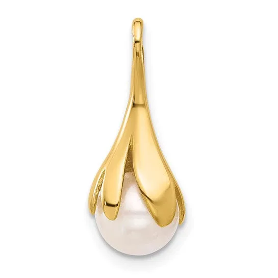 14K Freshwater Cultured Pearl Floral Pendant