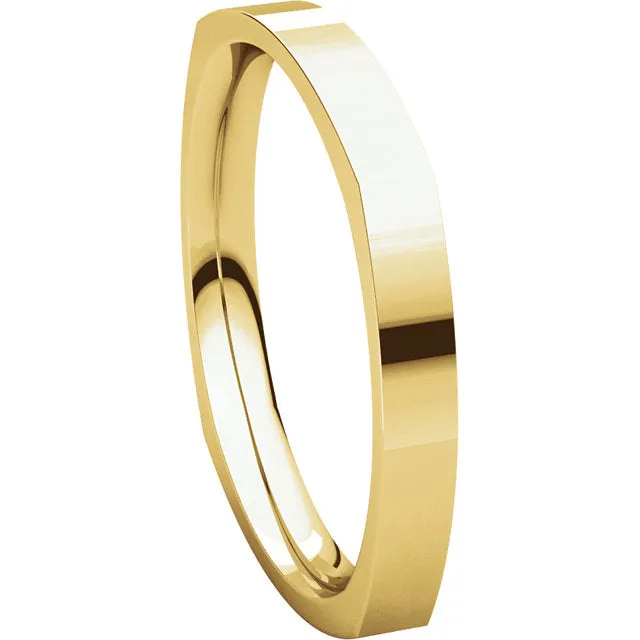 14K Gold 2.5 mm Square Comfort-Fit Wedding Band