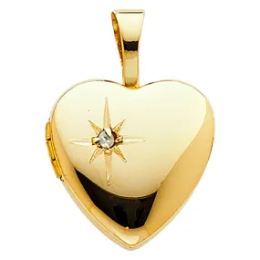 14K GOLD HEART LOCKET PENDANT