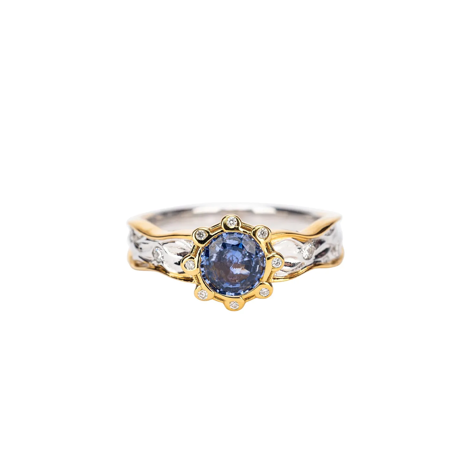 14k Gold Rocks n' Rivers Blue Sapphire Ring 3 Piece Ring