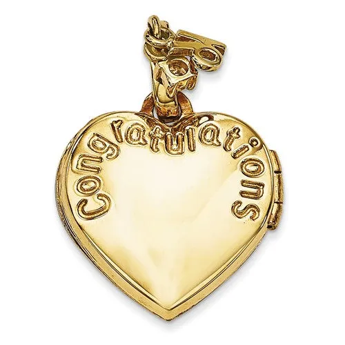 14K Gold Sweet 16 Heart Locket Pendant