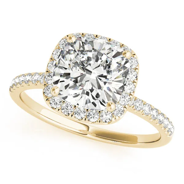 14K Halo Engagement Ring Cushion Cut