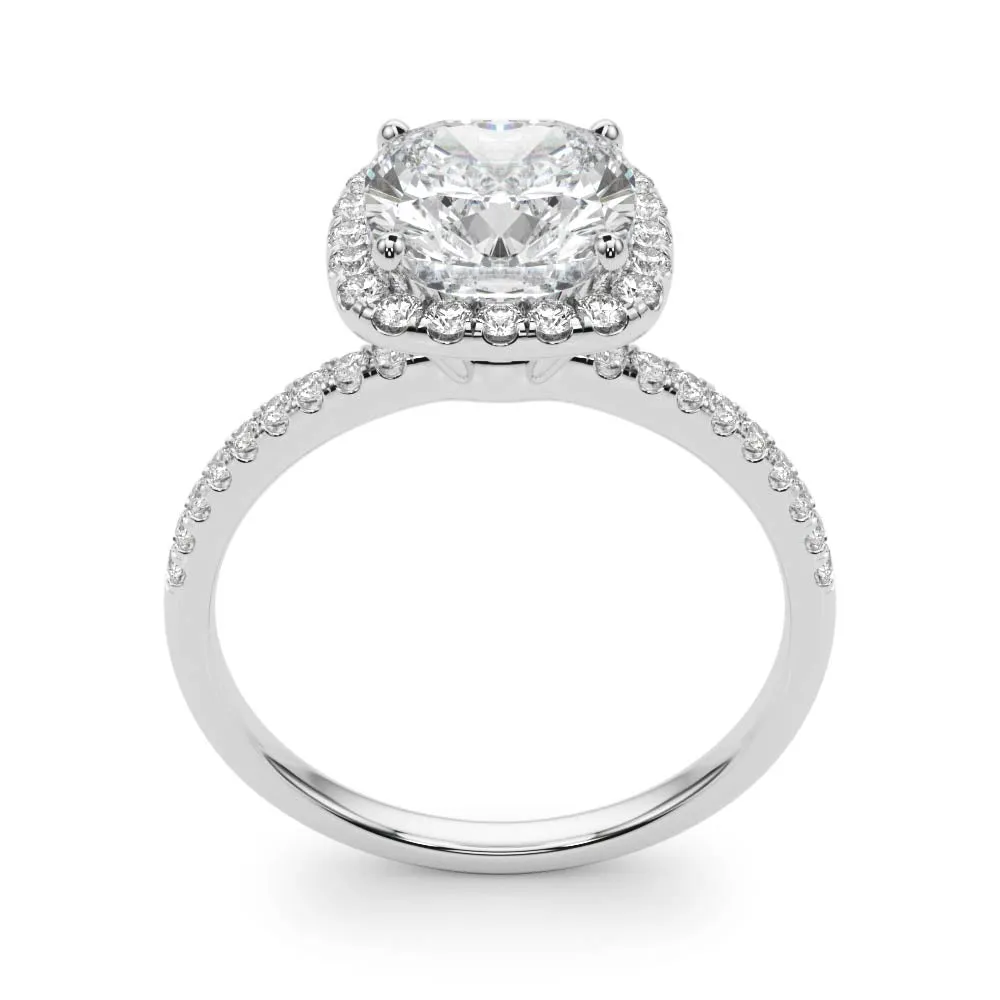 14K Halo Engagement Ring Cushion Cut