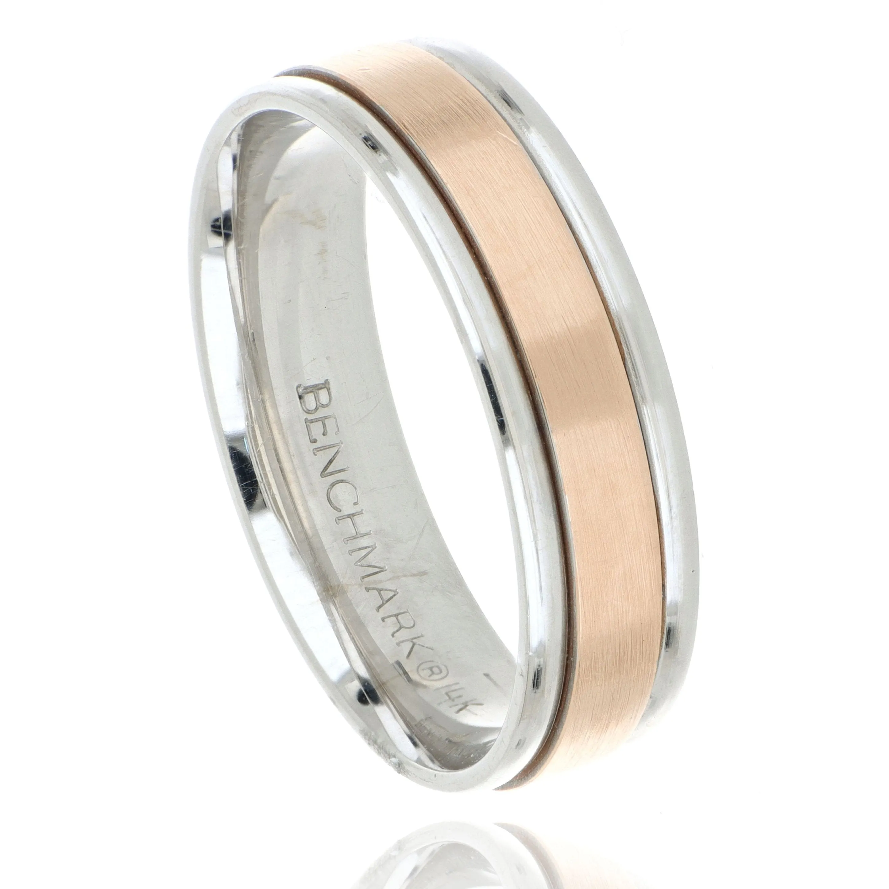 14k Rose and White Gold Men's Wedding Band