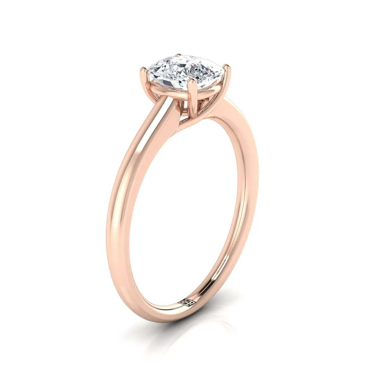 14K Rose Gold Cushion Contemporary Comfort Fit Solitaire Engagement Ring