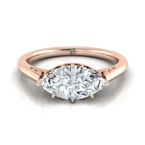 14K Rose Gold Marquise  Antique Scroll Detail Solitaire Engagement Ring