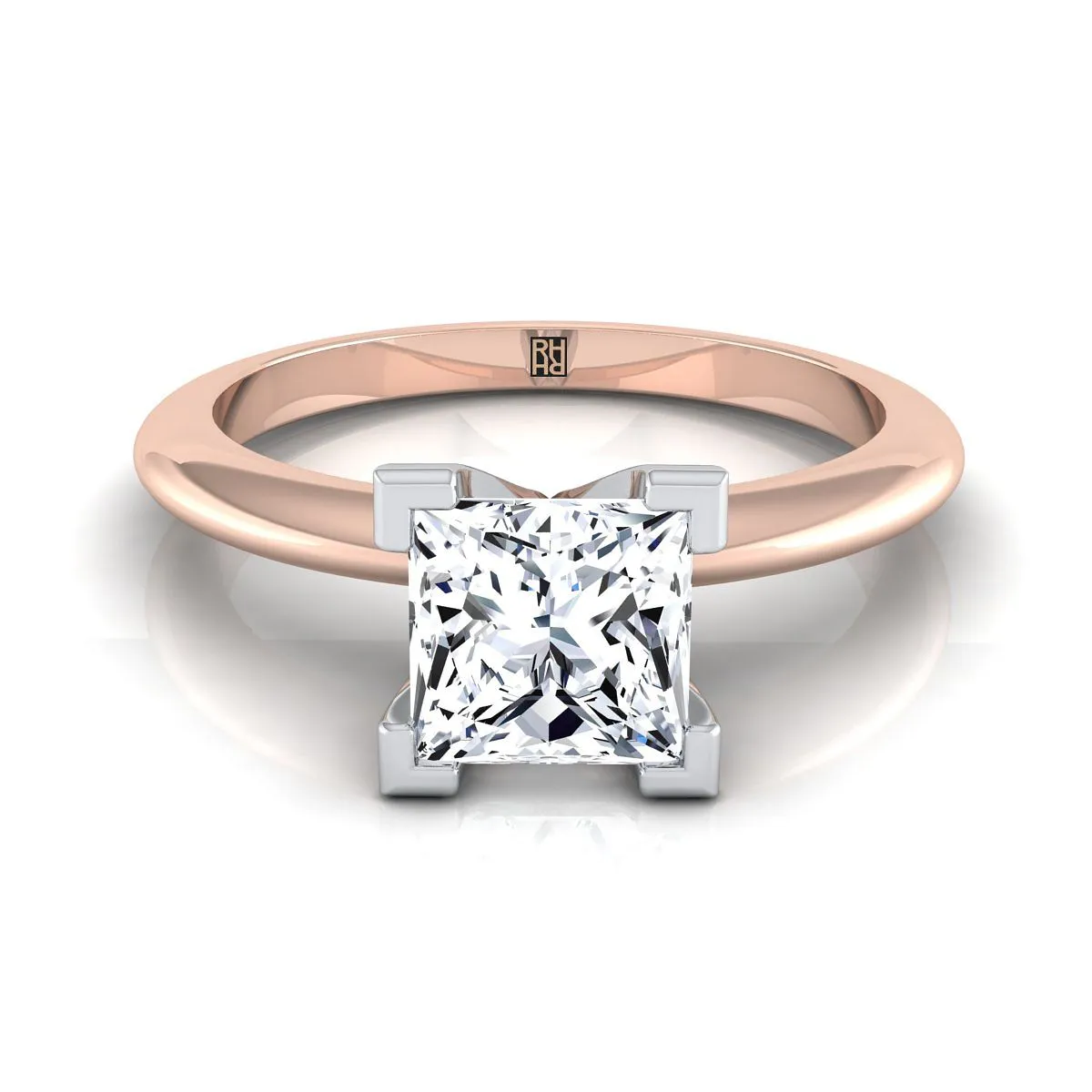 14K Rose Gold Princess Cut  Classic Low Base Solitaire Engagement Ring