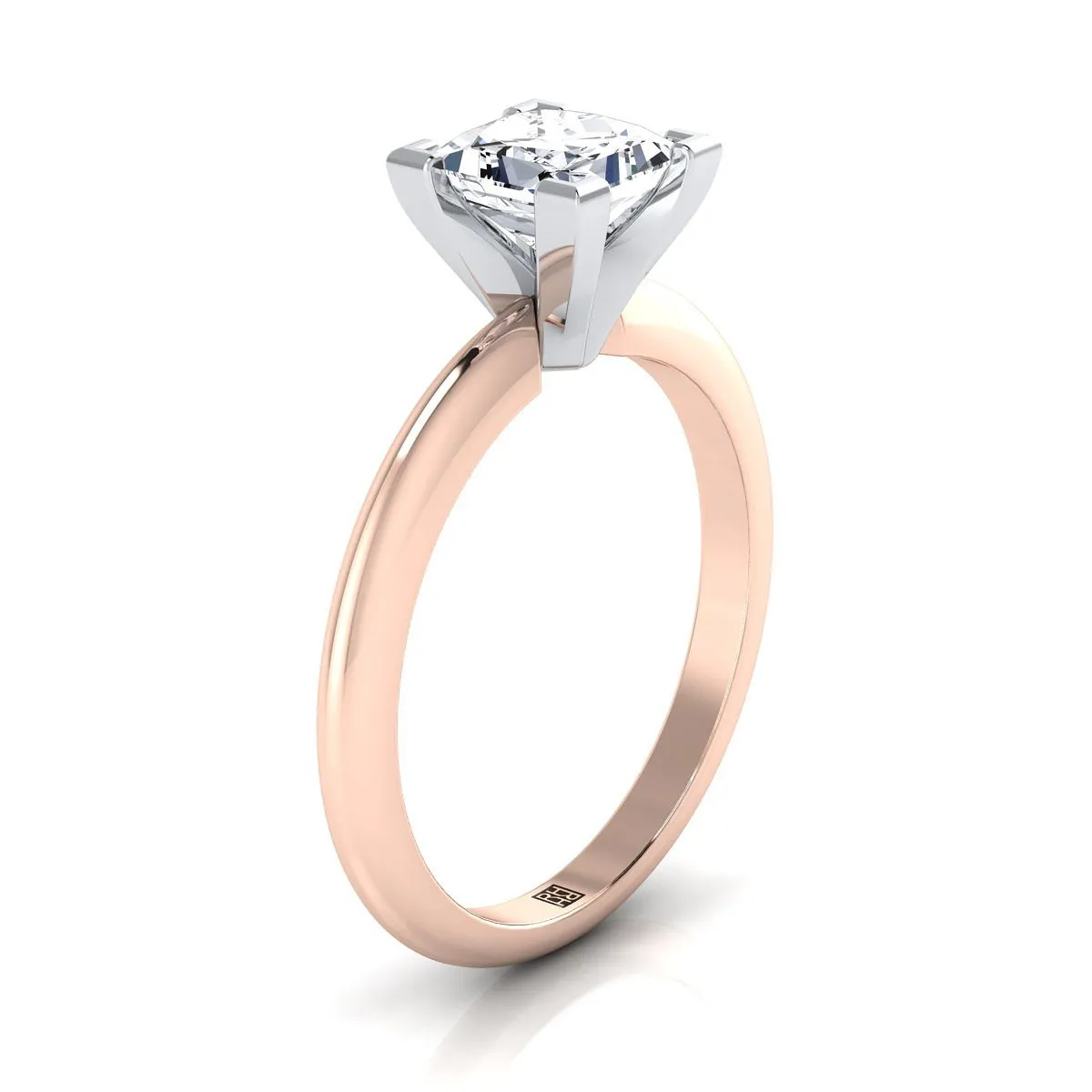 14K Rose Gold Princess Cut  Classic Low Base Solitaire Engagement Ring