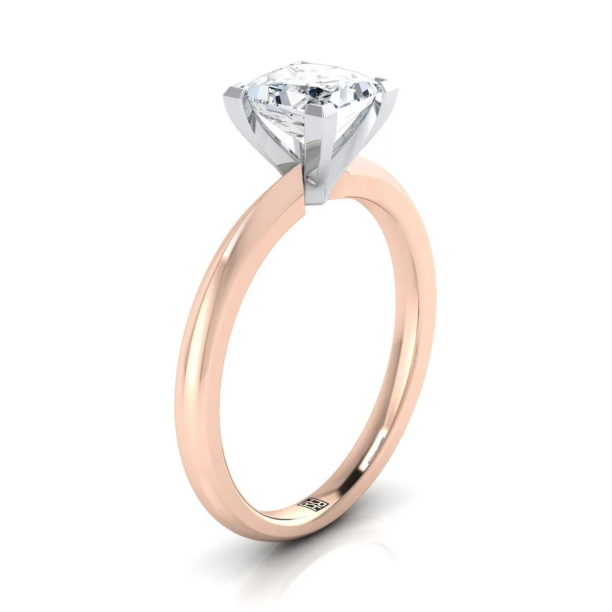 14K Rose Gold Princess Cut  Petite Knife Edge Solitaire Engagement Ring