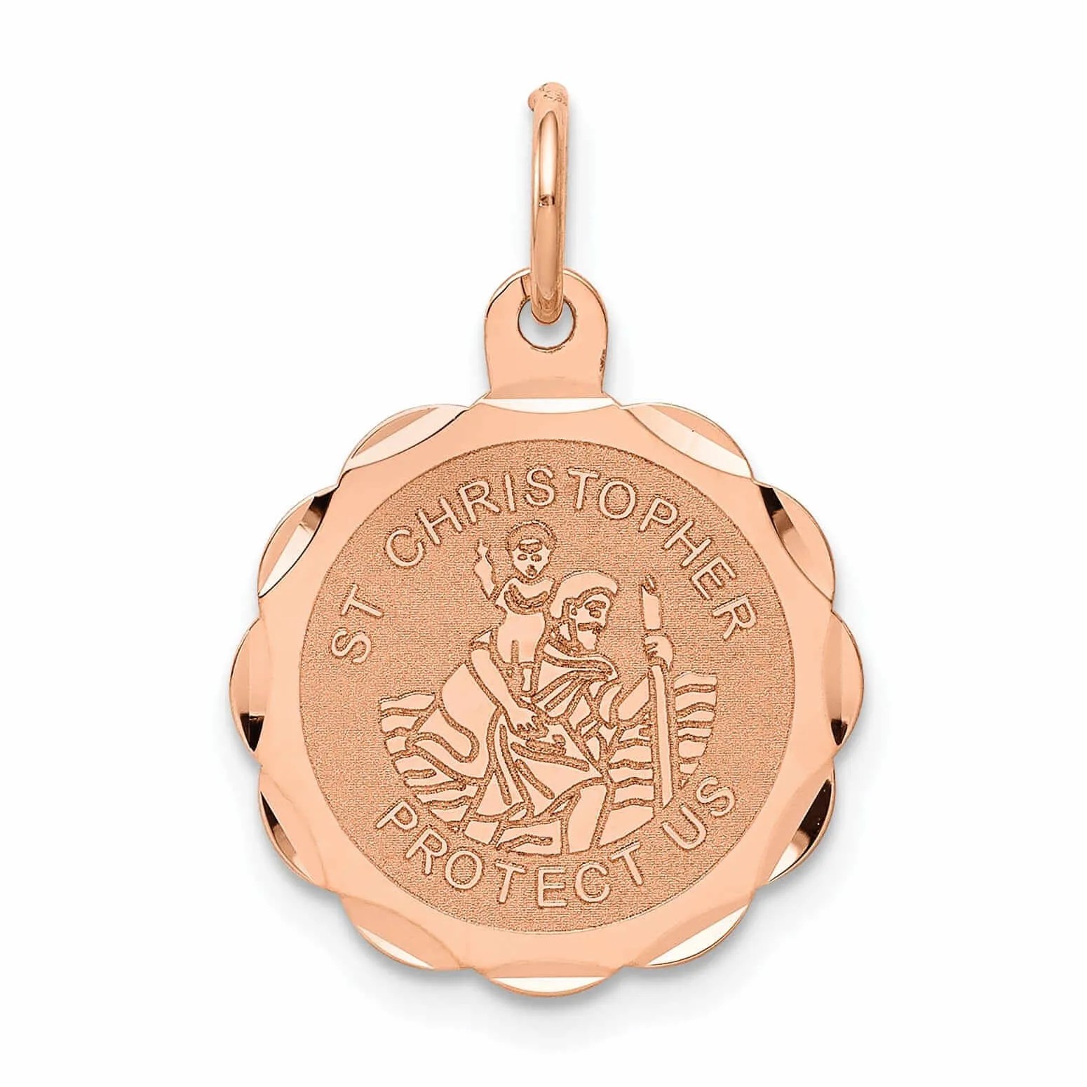 14k Rose Gold Saint Christopher Medal Pendant