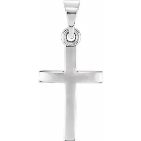 14K White 14.5x9.7 mm Cross Pendant