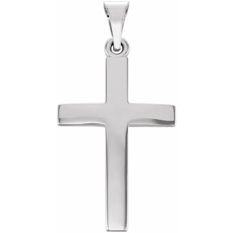 14K White 20x13.7 mm Cross Pendant