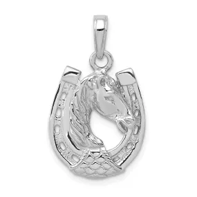 14k white gold horsehead pendant