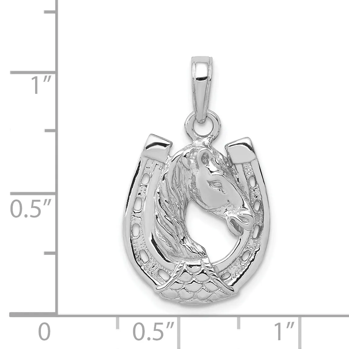 14k white gold horsehead pendant