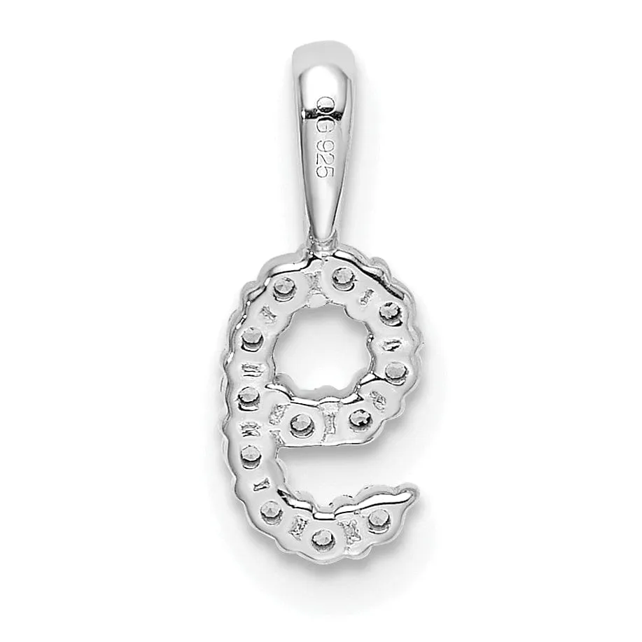 14k White Gold Polished Finish with Diamonds Number 9 Pendant