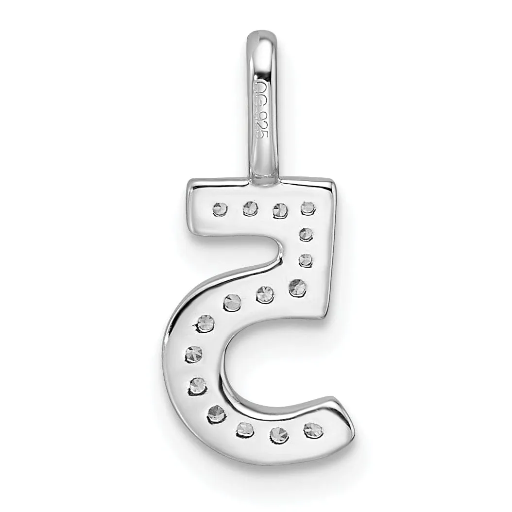 14k White Gold Polished Finish with Diamonds Womens Number 5 Charm Pendant