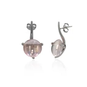 14k White Gold Rose Quartz Drop Earrings