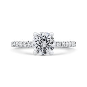 14K White Gold Round Cut Diamond Classic Engagement Ring (Semi-Mount)